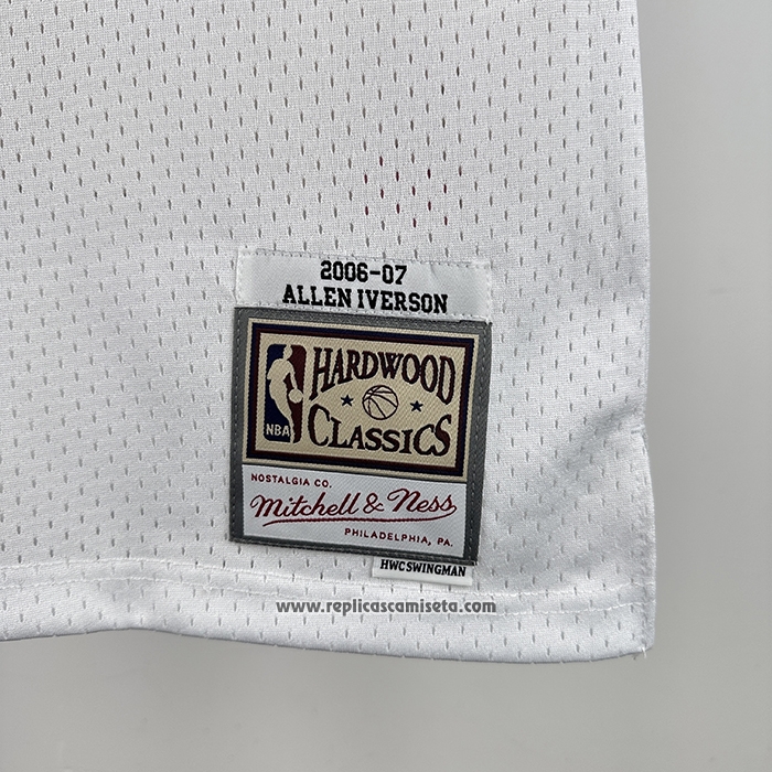 Camiseta Denver Nuggets Allen Iverson NO 3 Mitchell & Ness 2006-07 Blanco1